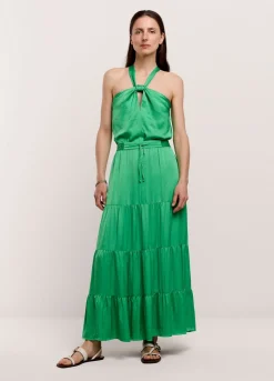 New Summum Wide Tiered Skirt Green