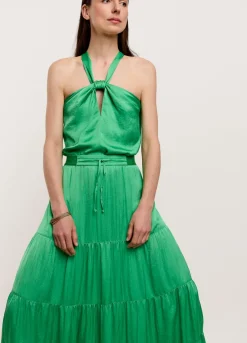 New Summum Wide Tiered Skirt Green