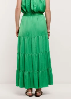 New Summum Wide Tiered Skirt Green