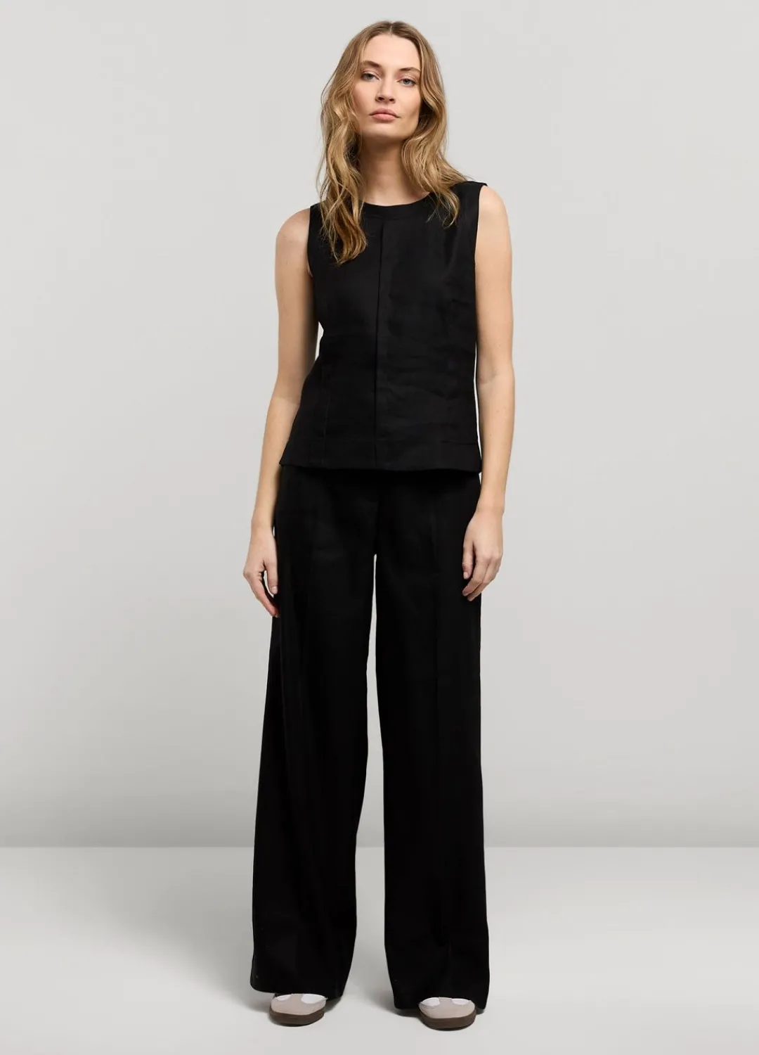 New Summum Wide-Leg Linen Trousers Black