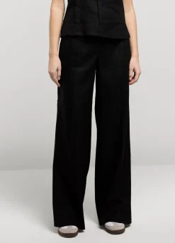 New Summum Wide-Leg Linen Trousers Black