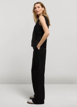 New Summum Wide-Leg Linen Trousers Black