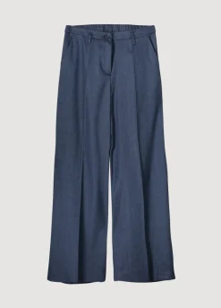 Fashion Summum Wide-Leg Linen Trousers Blue