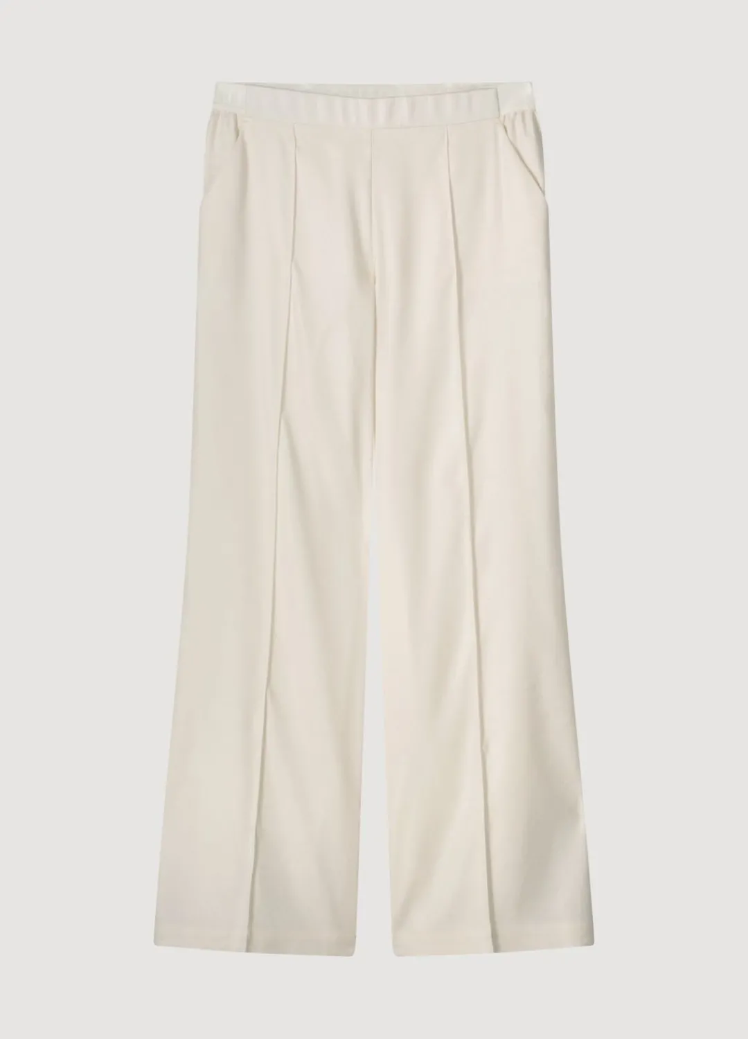 Sale Summum Wide-Leg Trousers With Pintuck Creme