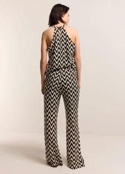 Outlet Summum Wide-Leg Zigzag Trousers Black