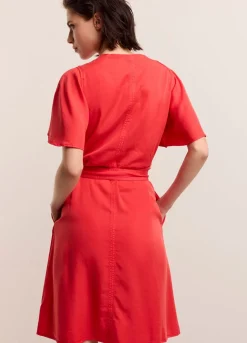 New Summum Wrap Dress With Butterfly Sleeves Red