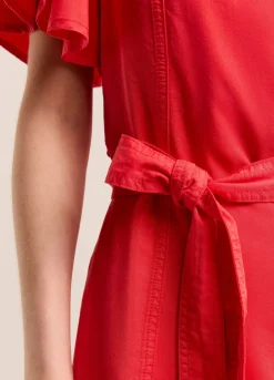 New Summum Wrap Dress With Butterfly Sleeves Red