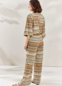 Fashion Summum Zigzag Jumpsuit Brown