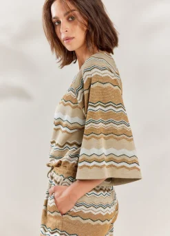 Fashion Summum Zigzag Jumpsuit Brown